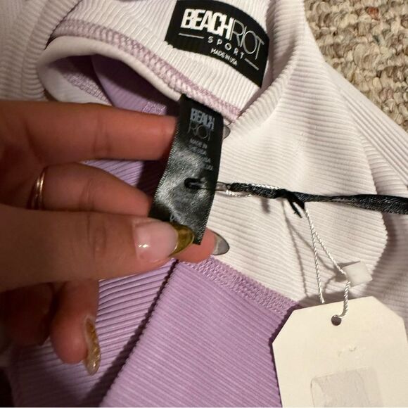 NWT Beach Riot Color-Block Legging Orchid Bloom Purple White- Size XS - Picture 10 of 10